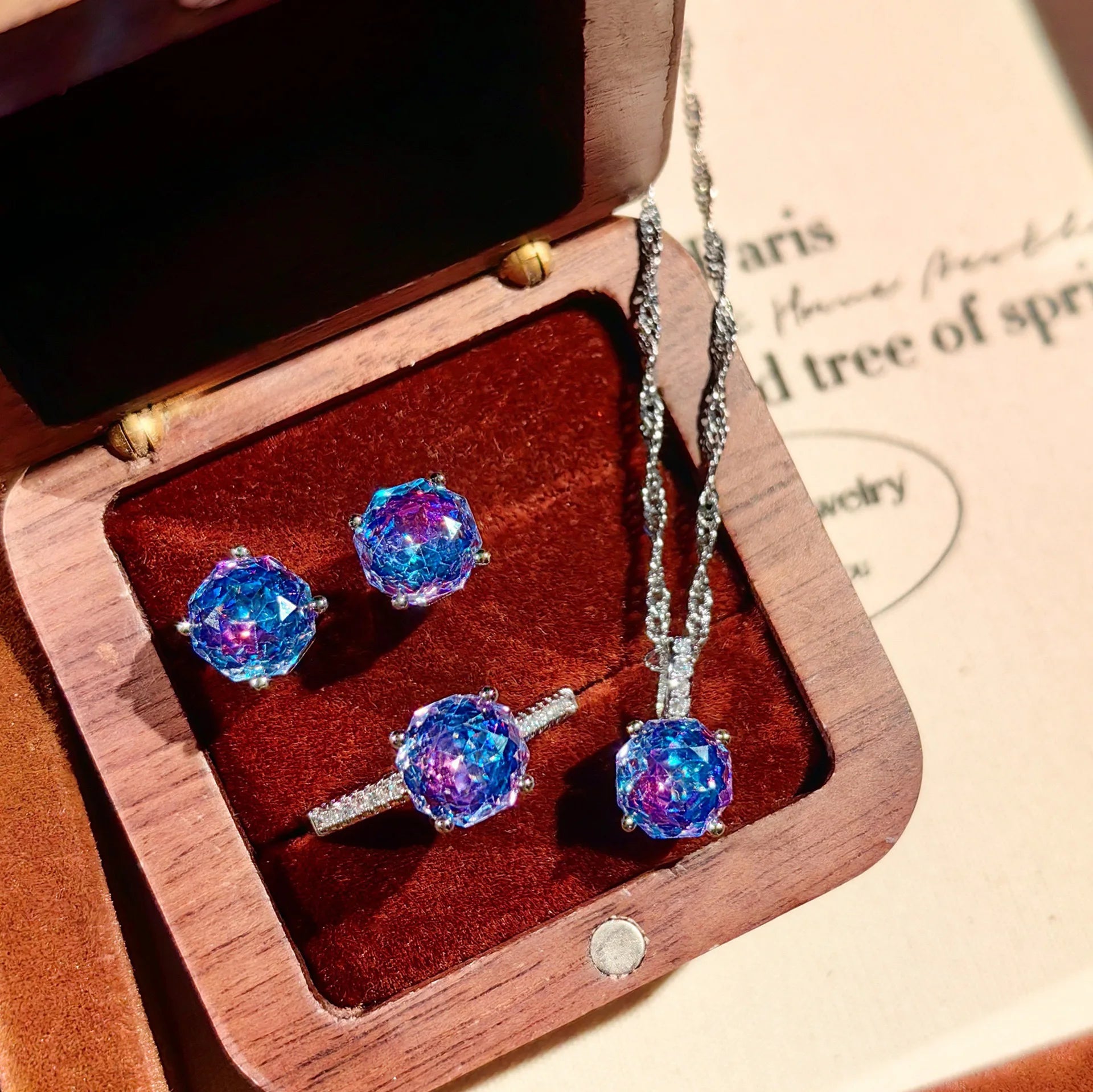 Luxury Classic 925 Sterling Silver Octagonal Rose Cut Brilliant High Carbon Diamond Jewelry Set Anniversary Elegant Jewelry