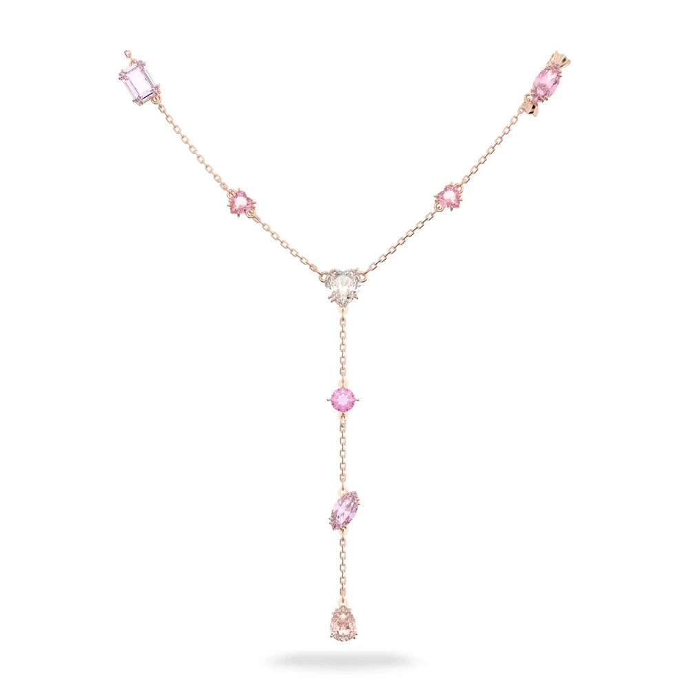 2026 New High-Quality Colorful Candy Butterfly Crystal Star Dancing Heart Double-Layer Simple Necklace - Valentine's Day Gift