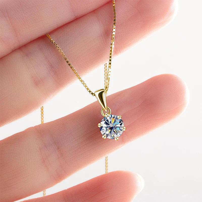 JoyceJelly 1Carat Moissanite Jewelry Set For Women Sterling S925 Silver Gold Plated Necklace Earrings Ring GRA Certified Wedding