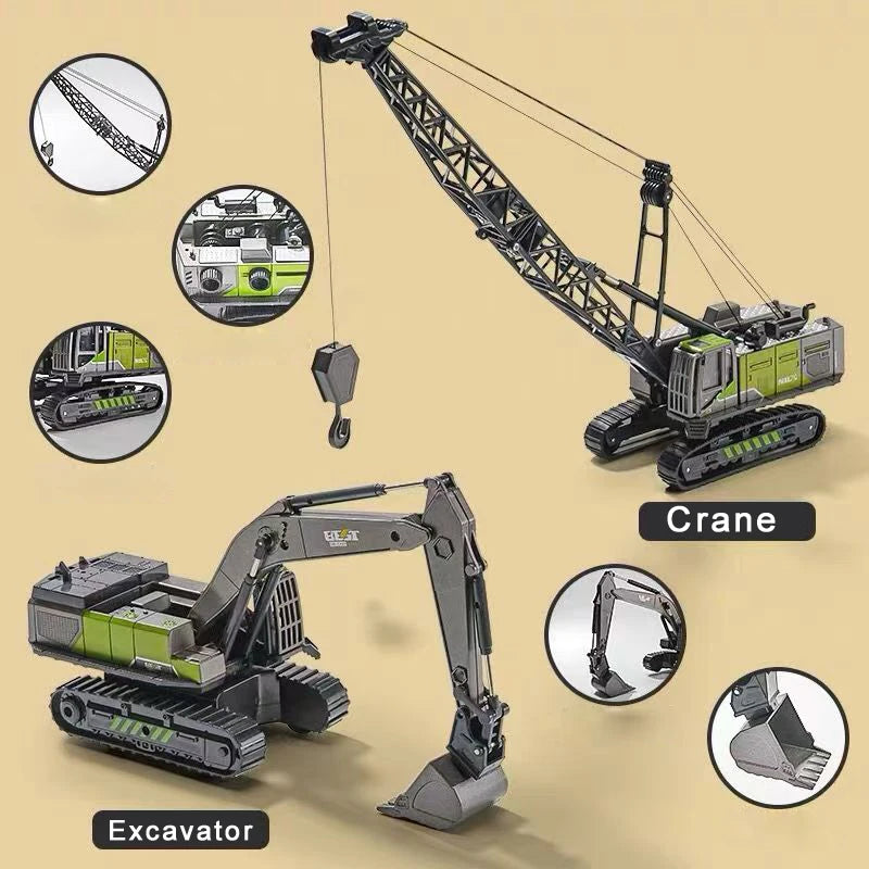 Engineering Diecast Tower Crane Forklift Bulldozer Excavator Vehicle Model Toys for Boys Alloy+Plastic Tractor Inertial Driving