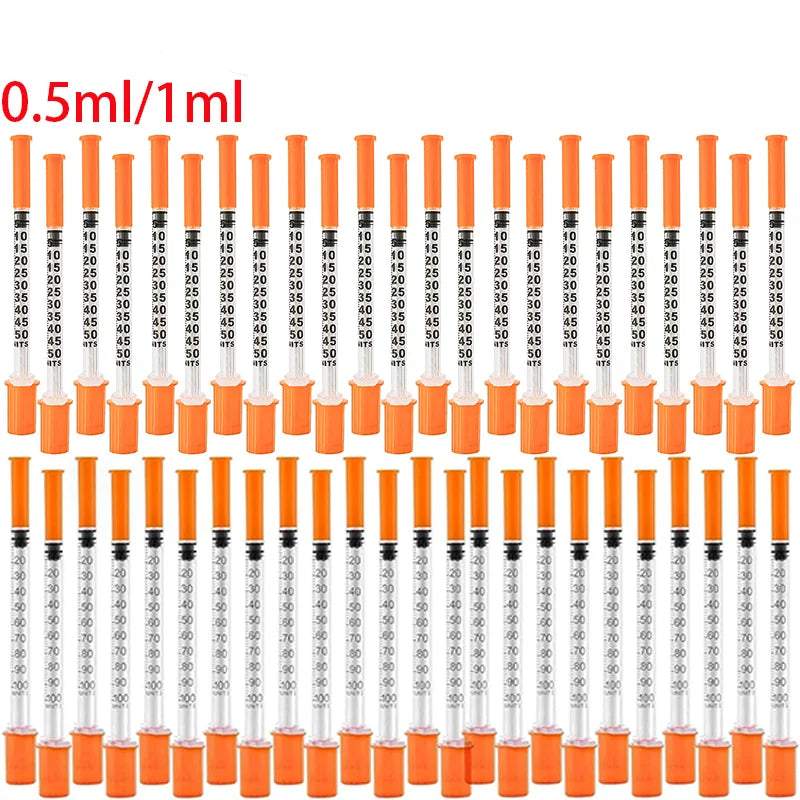 20 Pcs 0.5ml / 1ml Disposable Plastic Veterinary Syringes with Needle, For Pets & Farm Livestock Animals