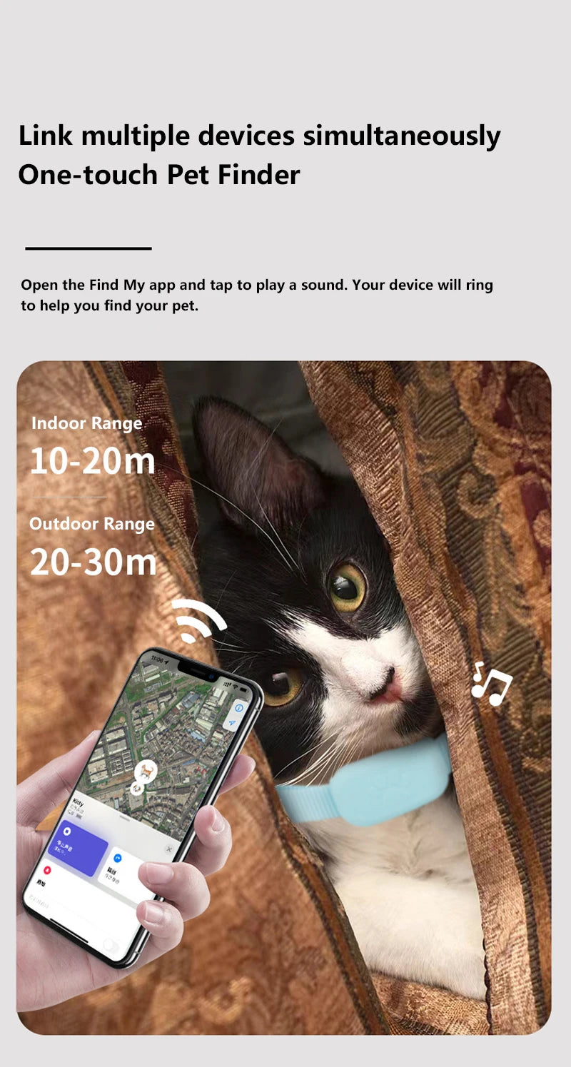 Waterproof Pet GPS Tracker - Dog & Cat Locator, with Adjustable Collar Anti Lost Dogs Real-time Tracking Device for iOS