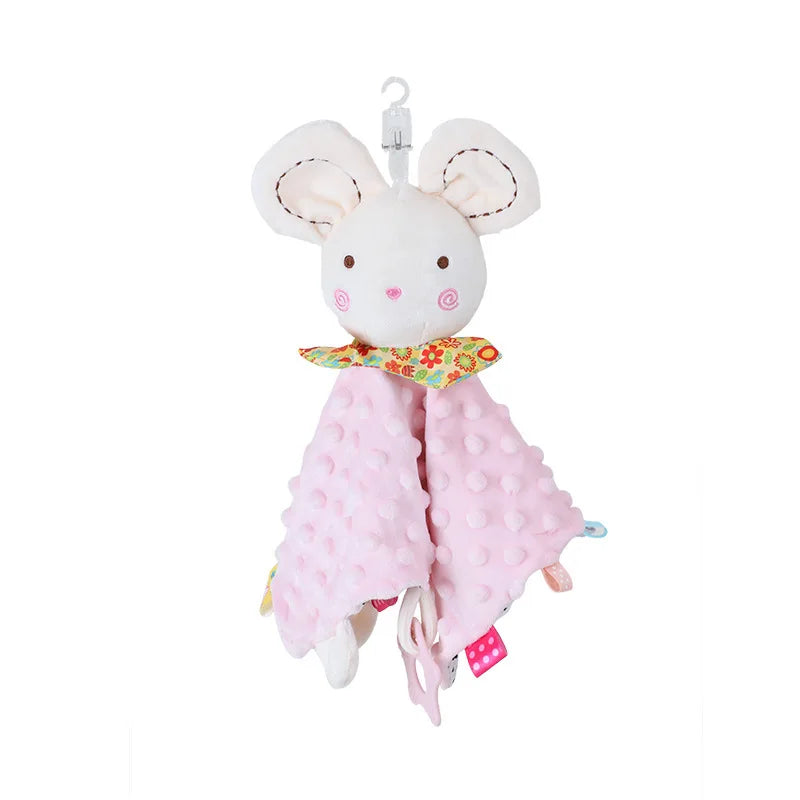 1pcs Baby Security Soothing Doll Towel with Teether Rattles Soft Blanket Snuggle Toy Stuffed Animal for Babies Newborns Gift