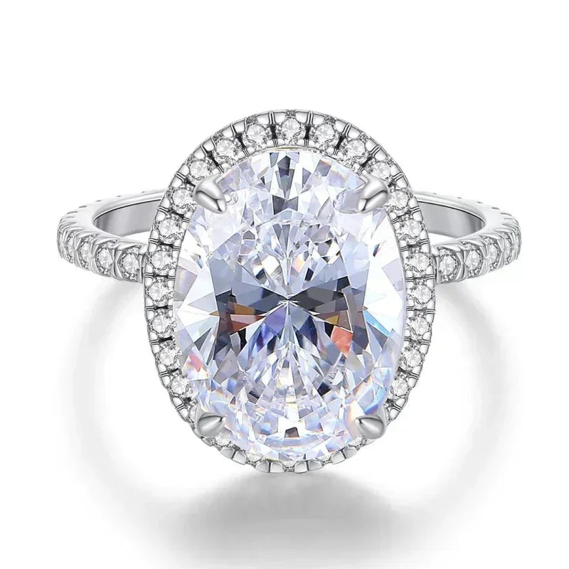 925 Sterling Silver Fashion Oval Shiny Full Zircon Ring For Women Match Daily Outfits Party Luxury High Quality Fine Jewelry