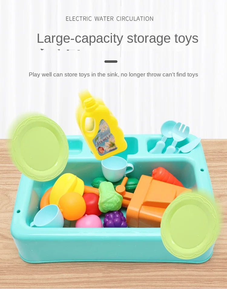 Kitchen Toy Plastic Dish Wash Sink Set Children Simulation Pretend Role Play Housework Kit Early Educational Toys for Children