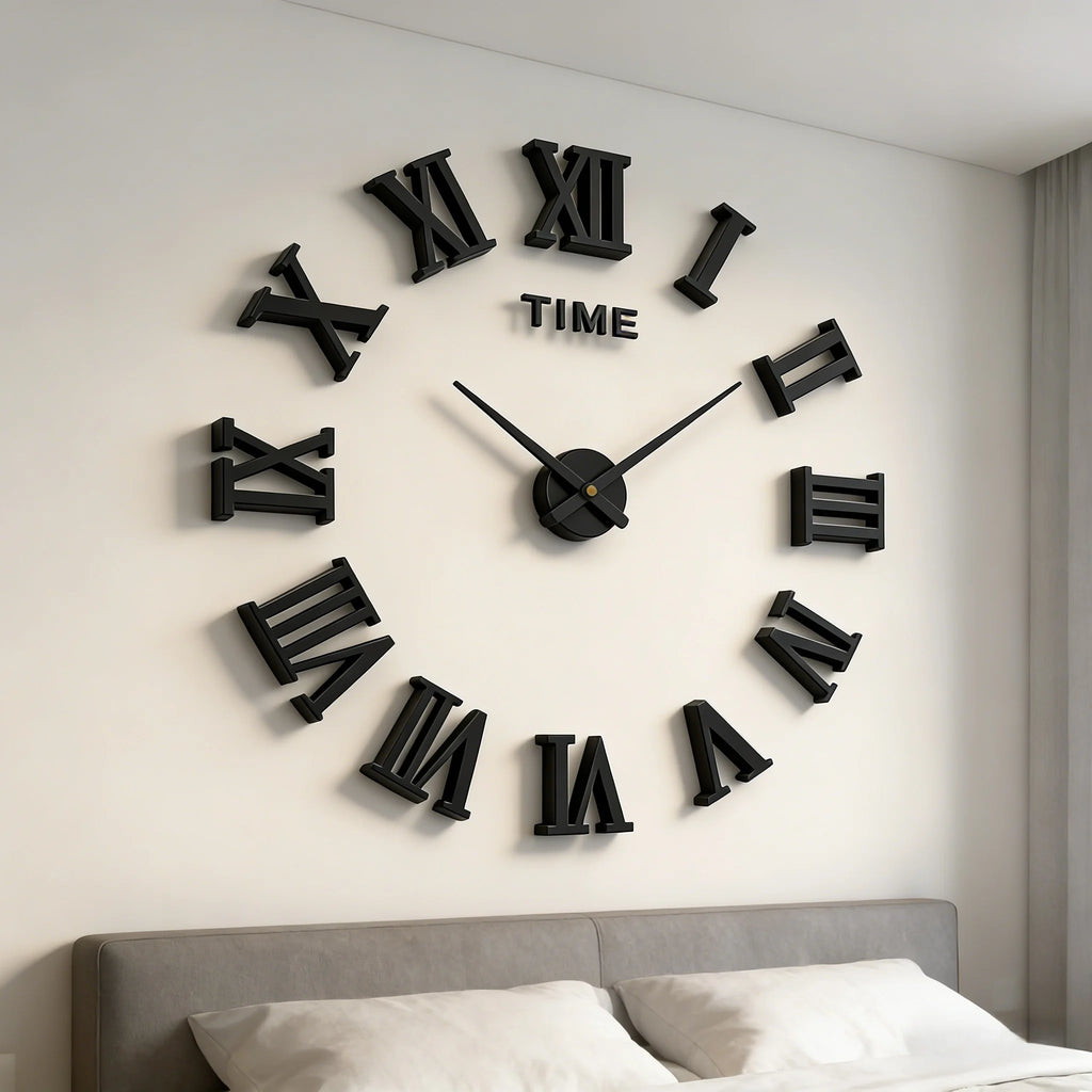 2D/3D Large Roman Numeral Acrylic Mirror Wall Clock Sticker Fashion DIY Quartz Clocks Watch Home Decoration Living Room Stickers