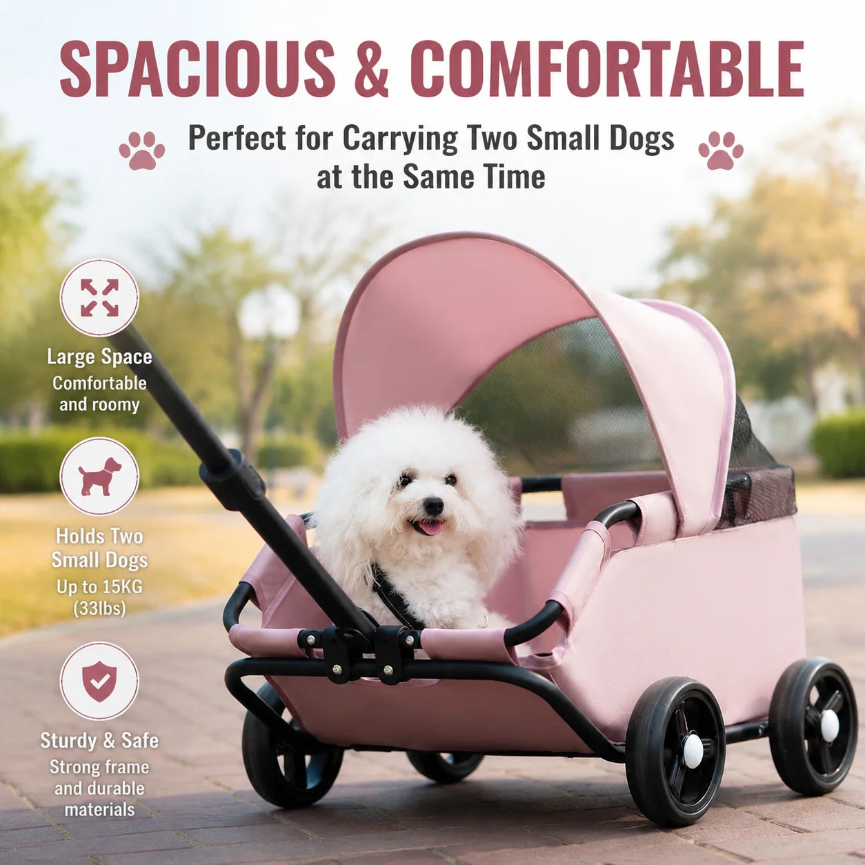 Pet Stroller Dogs Cats Teddy Bear Baby Stroller Small Pet Stroller Light and Foldable Suitable Outdoor Travel Dog Cat Supplies
