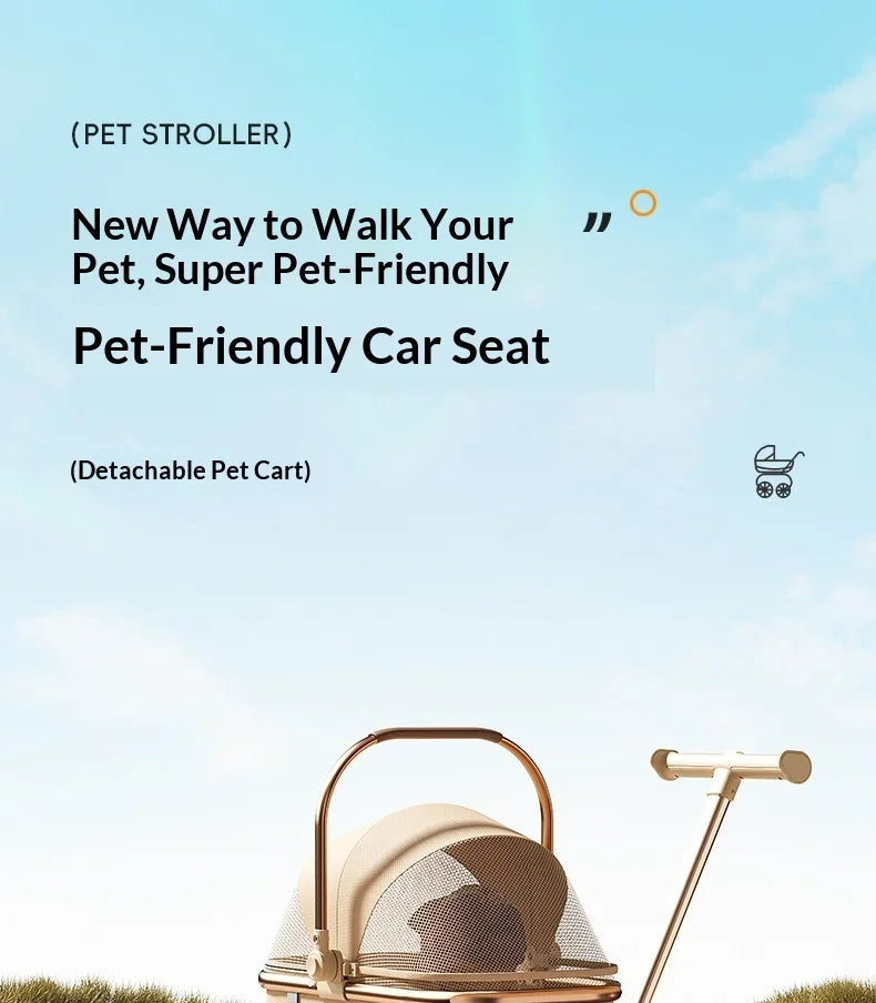 2026 New One Click Foldable Pet Stroller Portable Separable Light Weight Universal Outdoor Travel for Cats and Dogs Pet Stroller