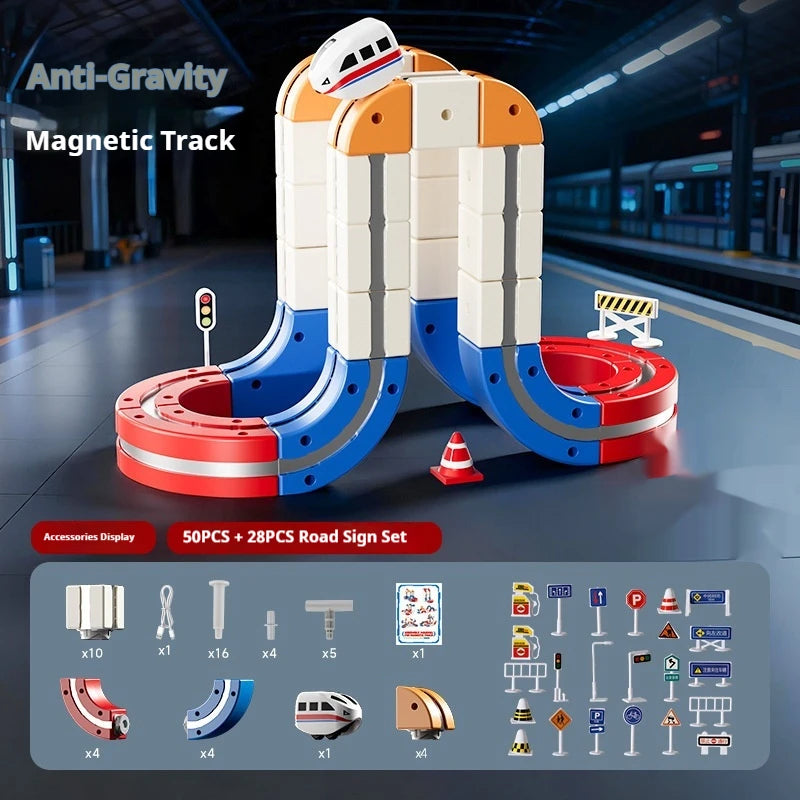 High-Speed Electric Train Set for Kids Magnetic Assembly DIY Educational Gravity-Defying Track Model Car Playset