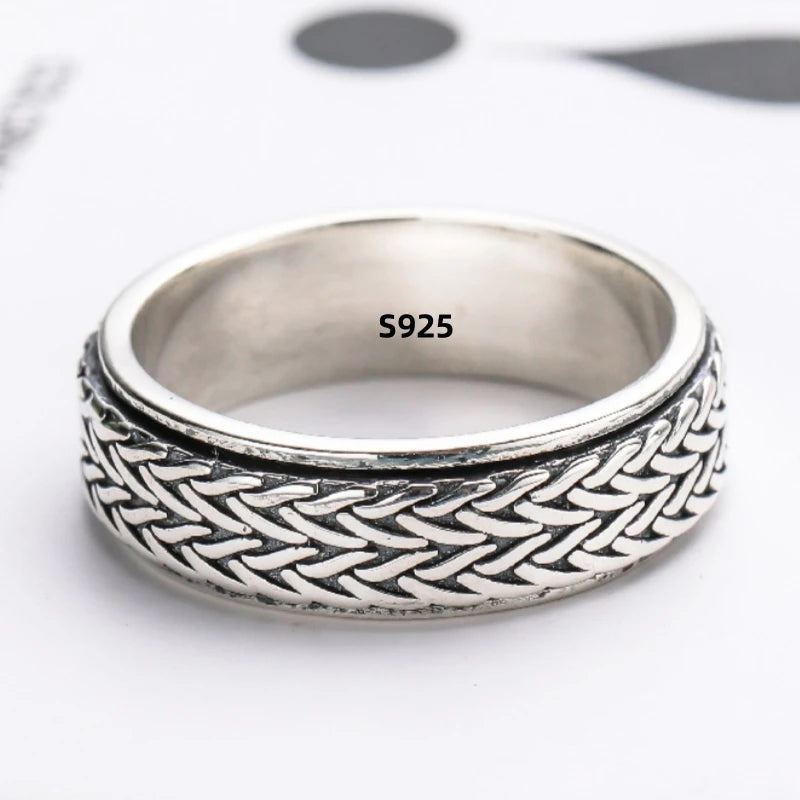 Fashion Simple S925 Sterling Silver Ring Elegant Rotating Rings for Stress Management and Fashion Enthusiasts Creativity Jewelry