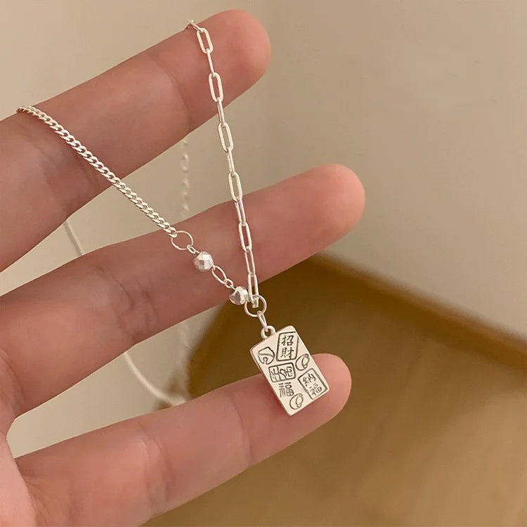 VENTFILLE 925 Sterling Silver Bead Geometry Necklace for Women Girl Korean Design Versatile Choker Jewelry Dropship Wholesale