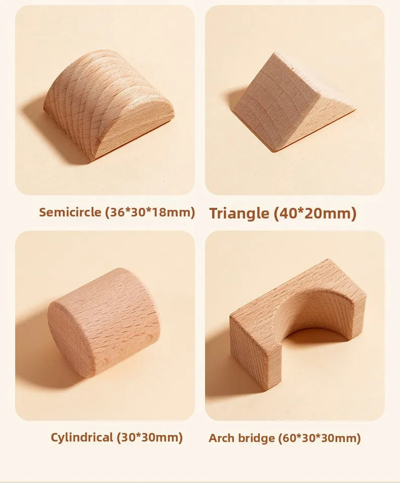 Kawaii 100Pcs Unpainted Beech Wooden Large Building Blocks Toddler Stacking Construction Preschool Educational Gift