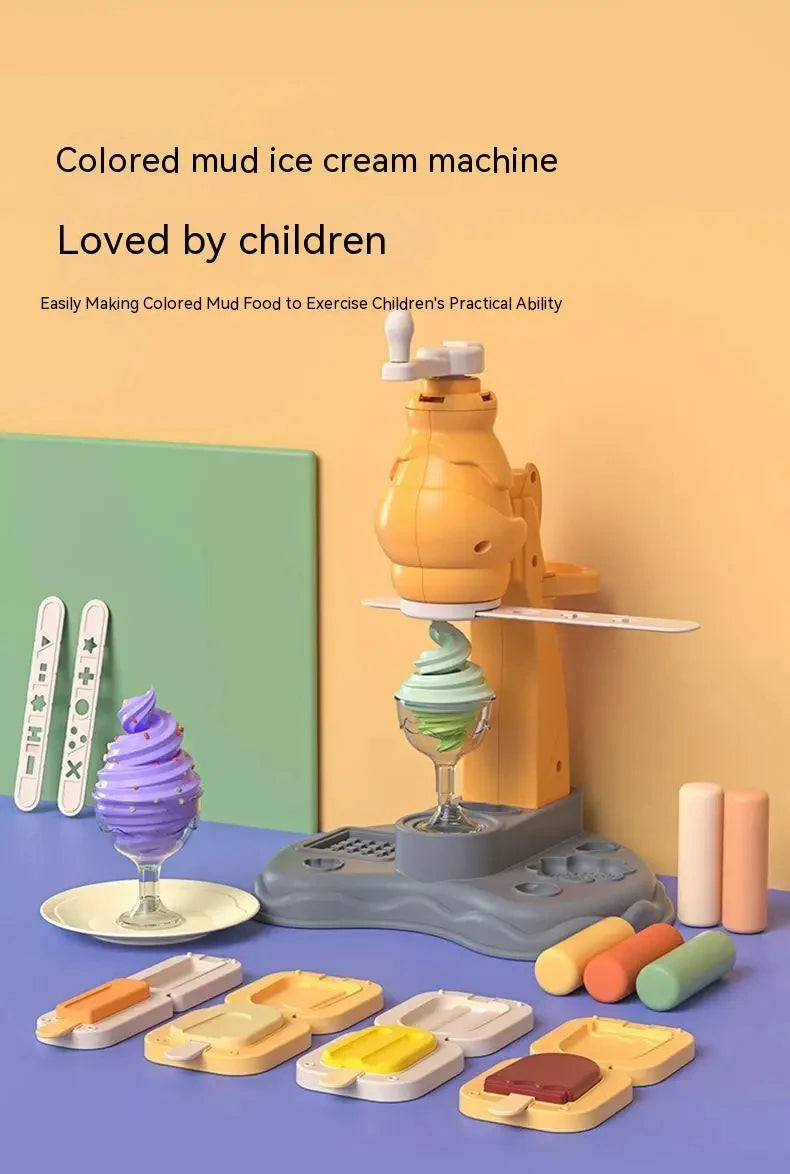 3D Plasticine Mold Modeling Clay Noodle Maker Diy Plastic Play Dough Tools Sets Toys Ice Cream Color Clay for Kids Birthday Gift