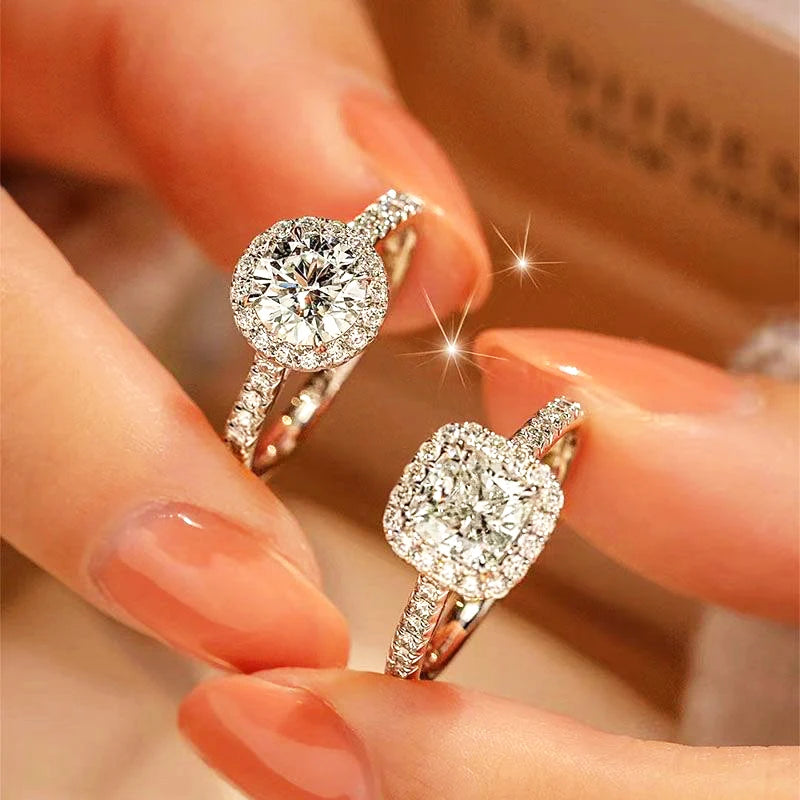 100% Real Moissanite Ring D VVS1 Pass Diamond Test Pen Adjustable Size S925 Sliver GRA Certificate Wedding Rings for Women
