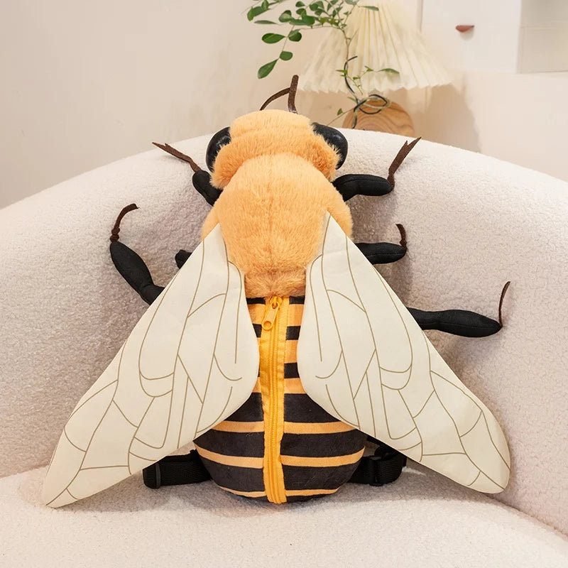 New Bumblebee And Ladybug Plush Backpack Cute Insect Stuffed Animal School Bag Boys Girl Kid Unique Design Holiday Birthday Gift