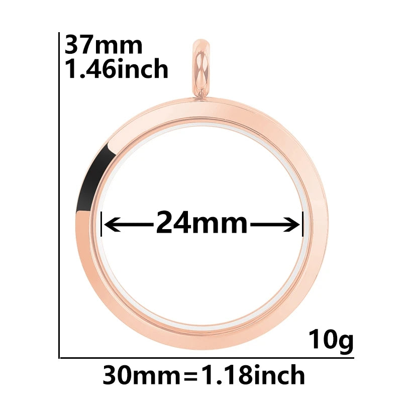 5Pcs 20-40mm Stainless Steel Glass Memory Cremation Urn Locket Pendant Openable Round Reliquary Photo Medaillon Colgantes
