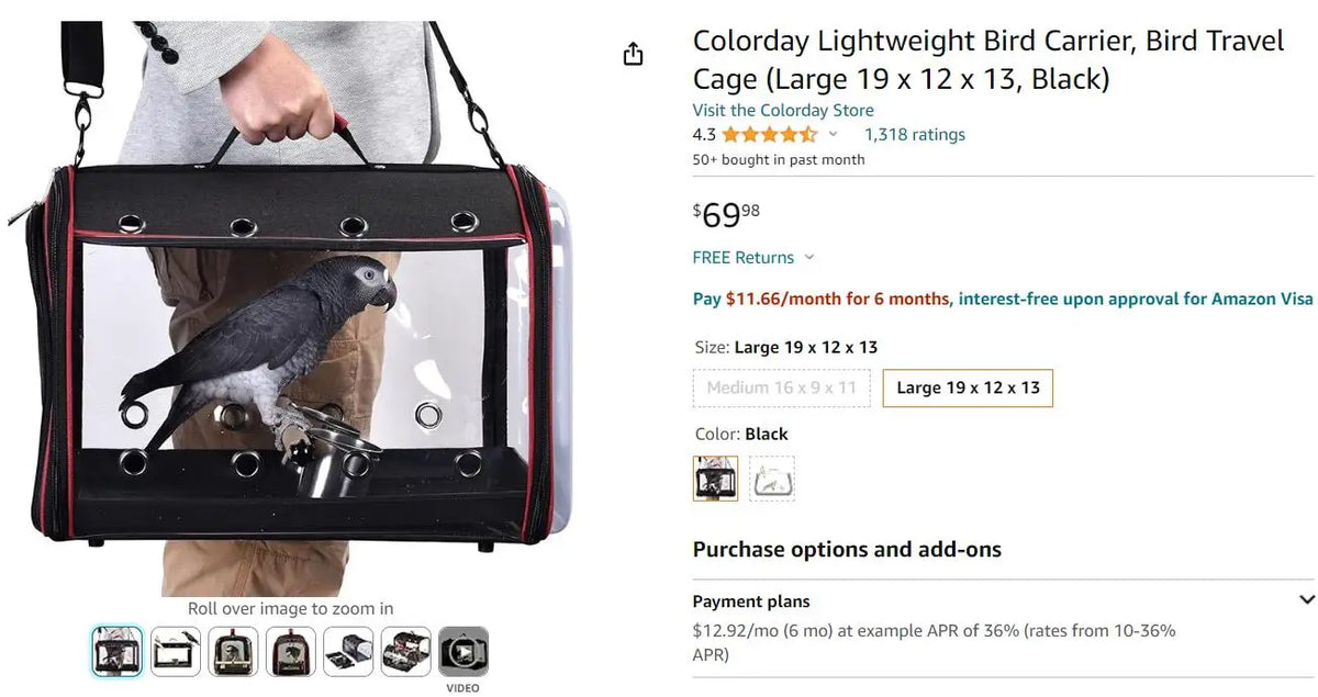Bird Carrier Bag  Bird Travel Cage with Stand, Lightweight Backpack for Parrot, Colorday Portable Bird Travel  Lightweight  Bag,