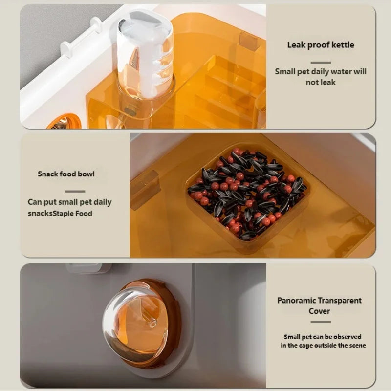 Guinea Pig Travel Hamster Carrier Cage for Gerbil Sugar Glider Dwarf Hamster Outdoor Pet Cage Carrier Case Double Layer Luxury