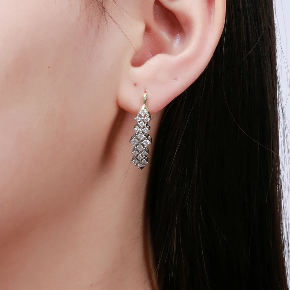 Personalized design inlaid zircon earrings and ring set copper plated 14K gold elegant fashion jewelry wedding banquet gifts
