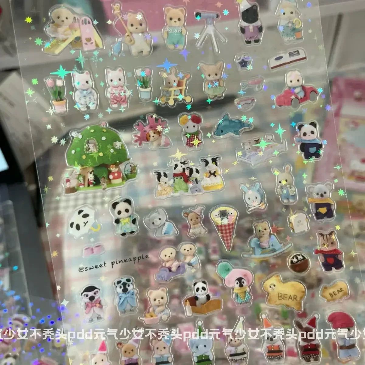 Sylvanian Families Cartoon Waterproof Stickers Pack Cute Water Bottle Laptop Skateboard Scrapbook Anime Accessories