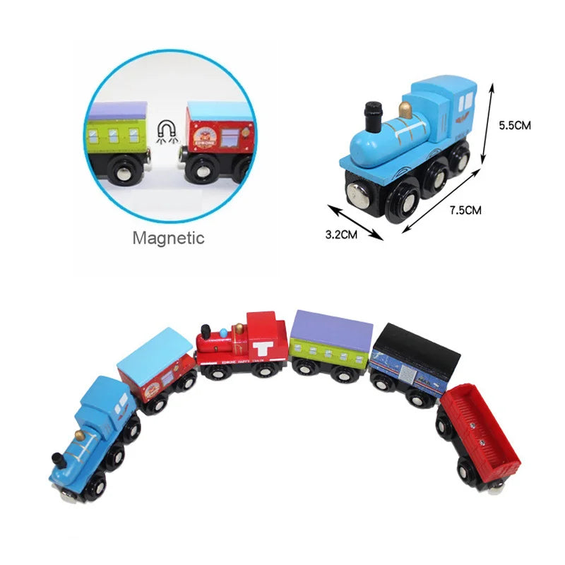 1pcs Magnetic Train Toys Wooden Train Locomotive Car Truck Railway Accessories Fit for Wooden Tracks Toys Gifts