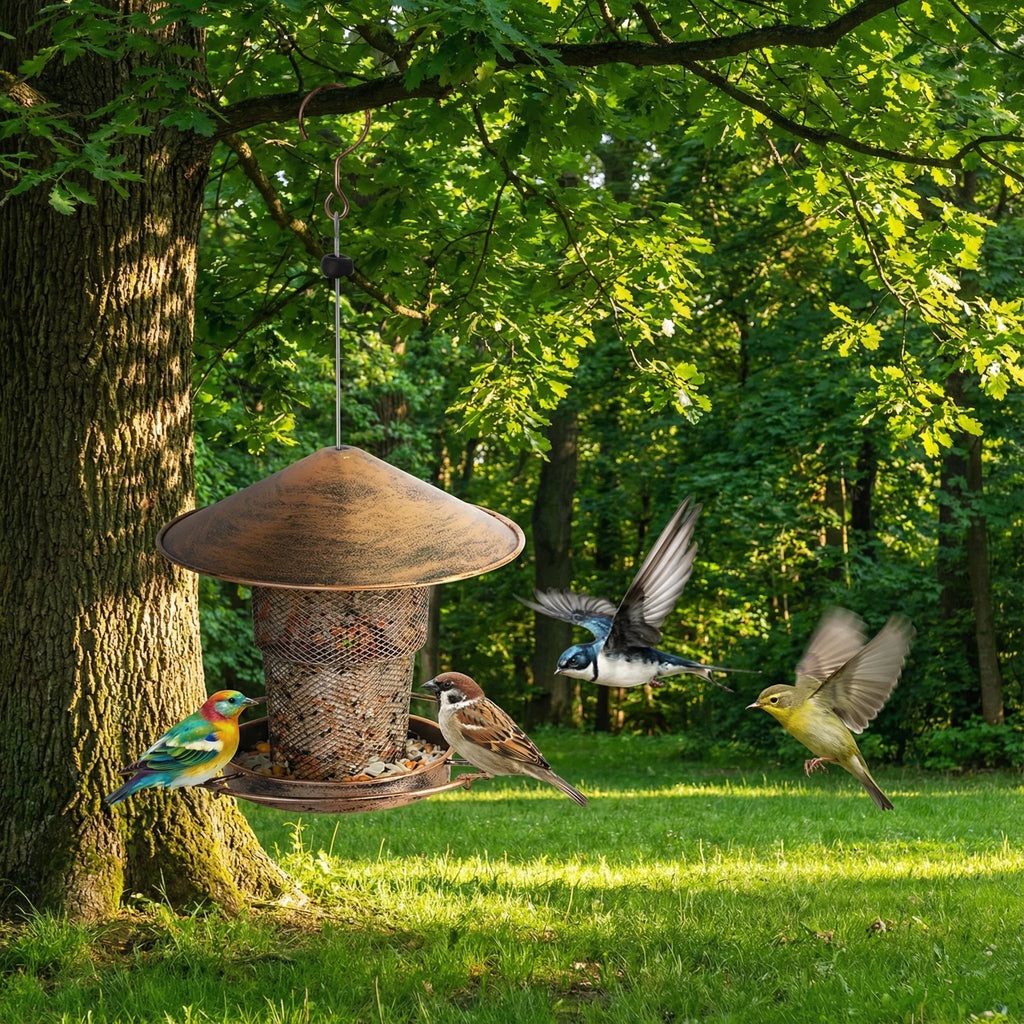 Bird Feeder for Outdoor Hanging Large Capacity Squirrel Proof Birdfeeders Heavy Duty Metal Bird Feeders for Outside