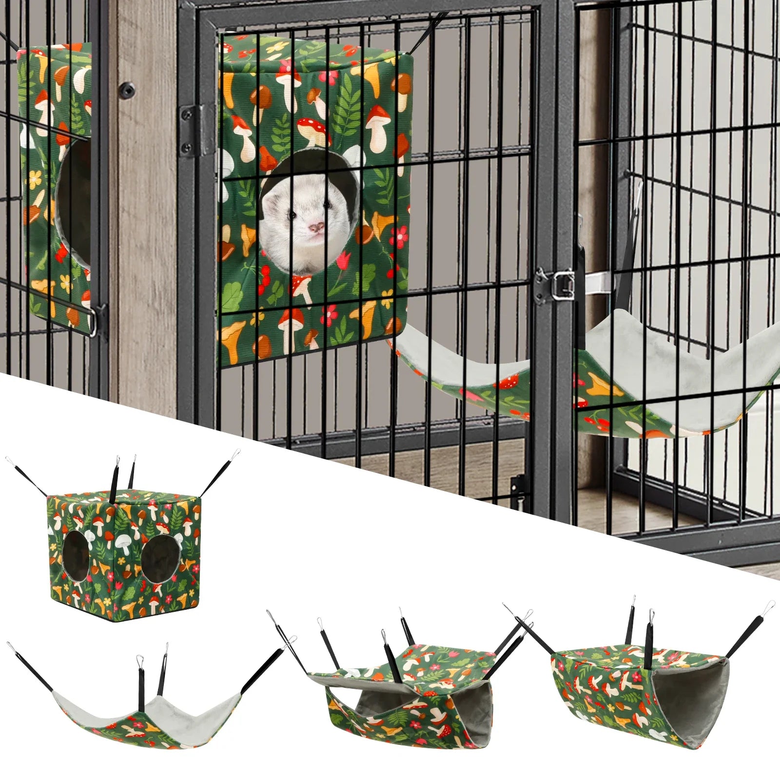 4Pcs Hamster Hammock Set Polyester Ferret Rat Hammock Set Soft Comfortable Hanging Guinea Pig Hideout Bed Small Pet Supplies