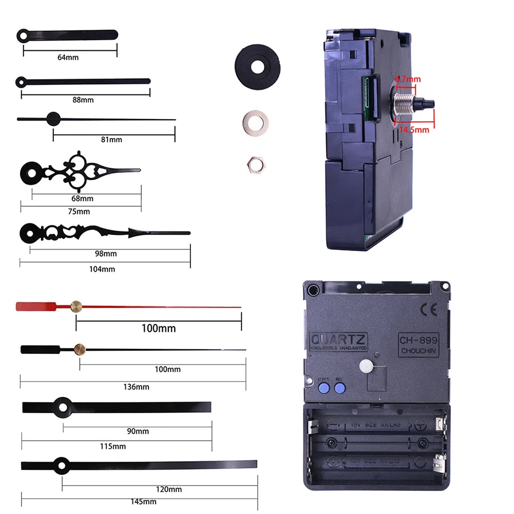 Super Long Shaft Clock Movement Hand Assembled Durable Clock Accessories for Craft Clock Frameless Draw Clock