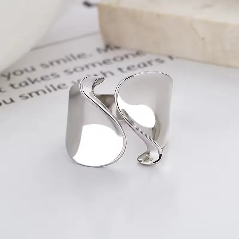 925 Sterling Silver Rings for Women Couple Minimalist Handmade Simple BIg Ring Party Jewelry Gift Prevent Allergy