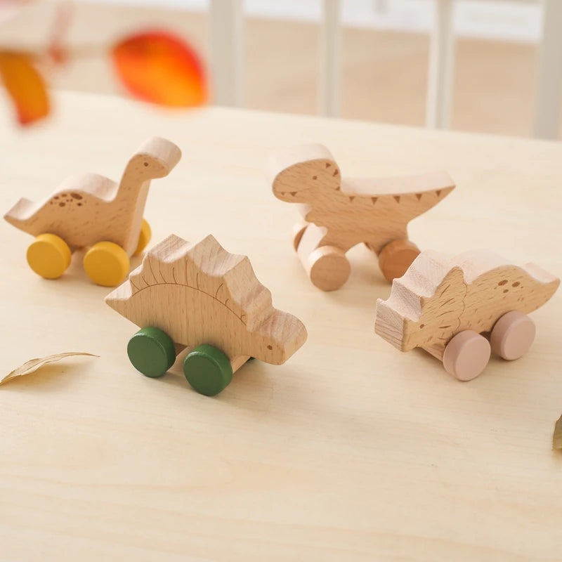 Wooden Montessori Toys Animal Block Dragging Stars Moon Surround Train  Hand Coordination Stacking Toy Handmade Decoration Gifts