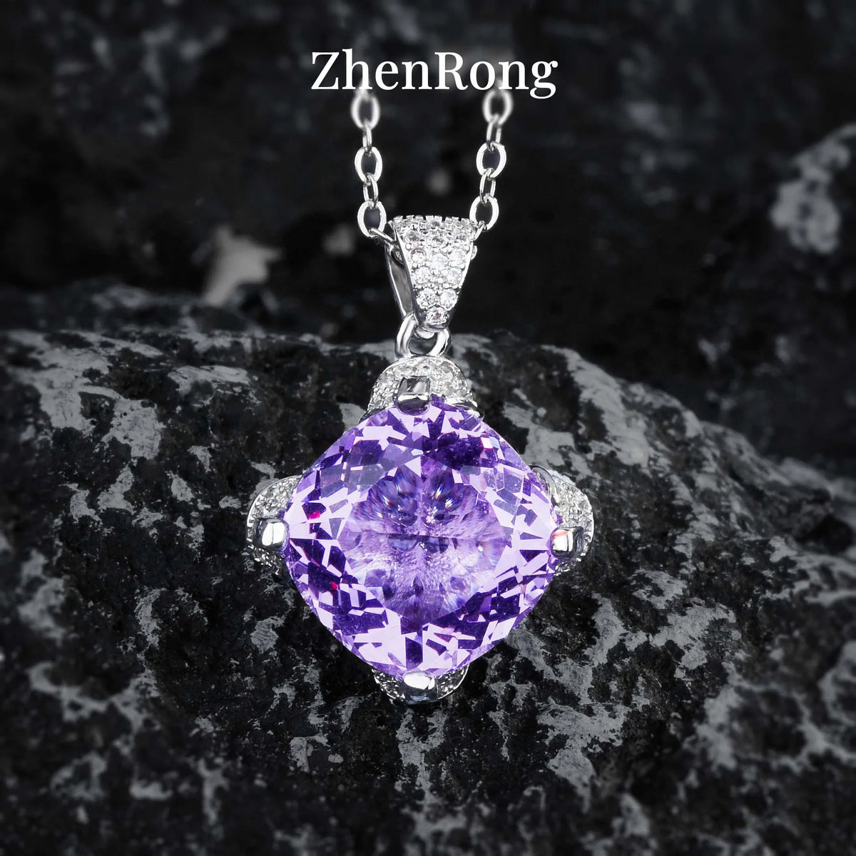 New Women Luxury Simple Bridal Wedding Jewelry Sets 15 Carat Artificial Blue Green Moissanite Pendant Necklaces Earrings Rings