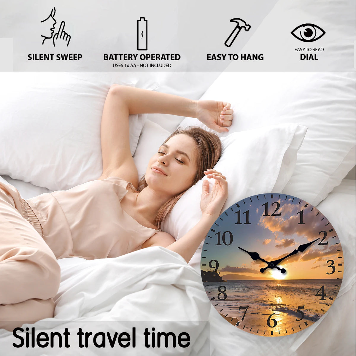 [10-14inch] 1 Wooden Patterned Wall Clock, Silent Running Timekeeping Clock, Suitable for Living Room, Bedroom, Kitchen, Hallway, Outdoor, Office Decoration | Suitable as a Gift for Friends, Valentine's Day, Easter, and Mothe
