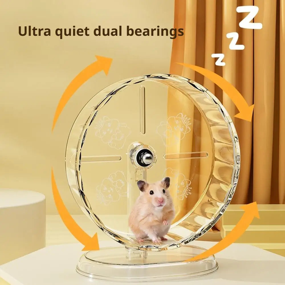 Silent Widened Transparent Running Wheel for Hamsters Small Pet Roller Bearing Support Toy Exercise Equipment for Rodents