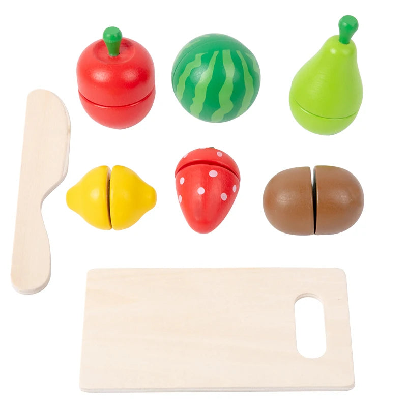 Simulation Kitchen Pretend Toy Wooden Classic Game Montessori Educational Toy For Children Kids Gift Cutting Fruit Vegetable Set