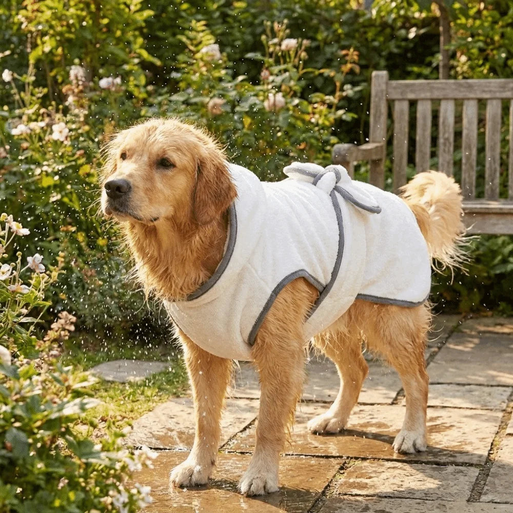 Coral Fleece Pet Bathrobe Towel Absorbent Tie Up Style Dog Bath Towel Comfortable Hooded Pet Drying Towel Dog Cat Pet Products