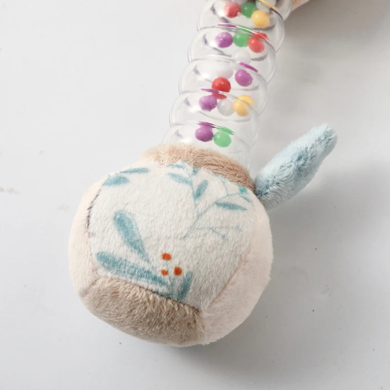 0-12Baby Bear Rattle Early Learning Educational Toy Sensory Soothing Soft Plush Animal Rattle for Crib Handheld Baby Toy Toddler