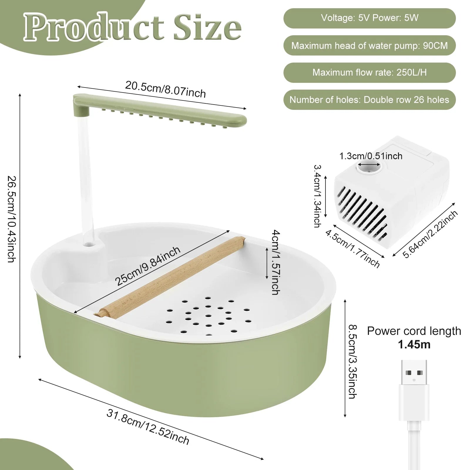 Bird Shower Bath Generous Capacity USB Electric Circulating Water Bird Bathtub for Lovebird Cockatiel Finches Cockatoo Conure