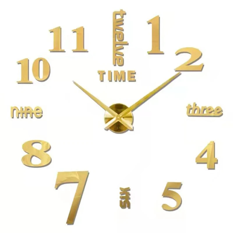 2D/3D Large Roman Numeral Acrylic Mirror Wall Clock Sticker Fashion DIY Quartz Clocks Watch Home Decoration Living Room Stickers
