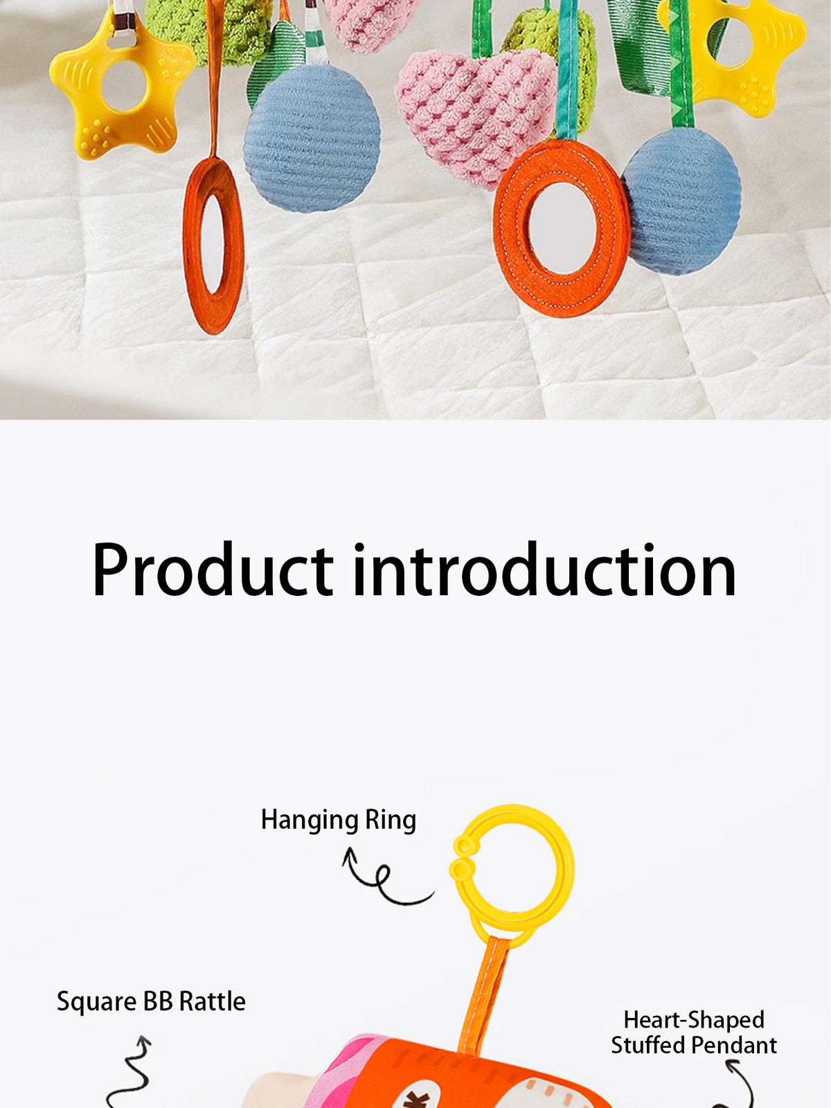 Baby Bed Bell Toy Car Milk Bottle Themed Bed Hanging Rattle Decoration Infant Soothing Stroller Hanging Piece