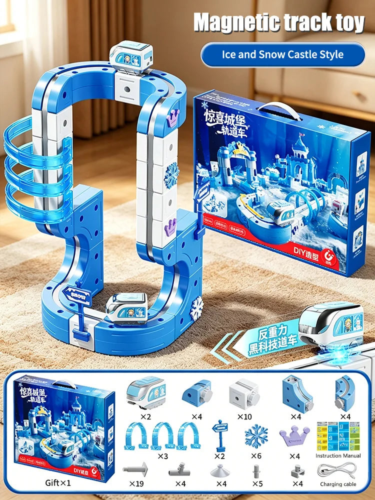 Kids Magnetic Track Car Toy Children Electric Anti-gravity Train Railway Model Magic Race Cars Toys for Boys 3 Years Birthday