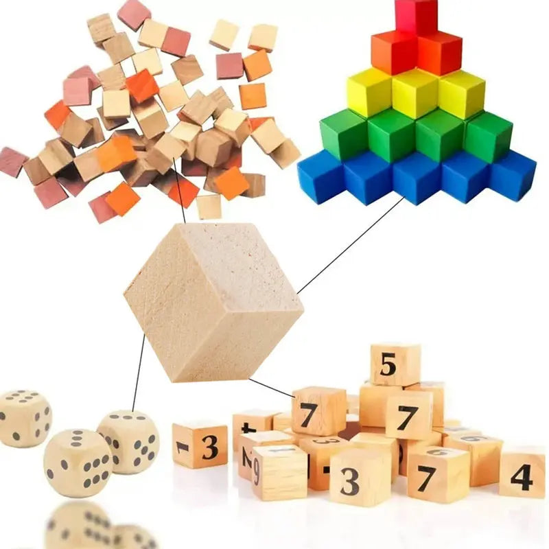 Square Small Wooden Block Model, Solid Wood DIY Handmade Wooden Block Assembly, Children's Baby Puzzle Toy Decor Handcraft Arts