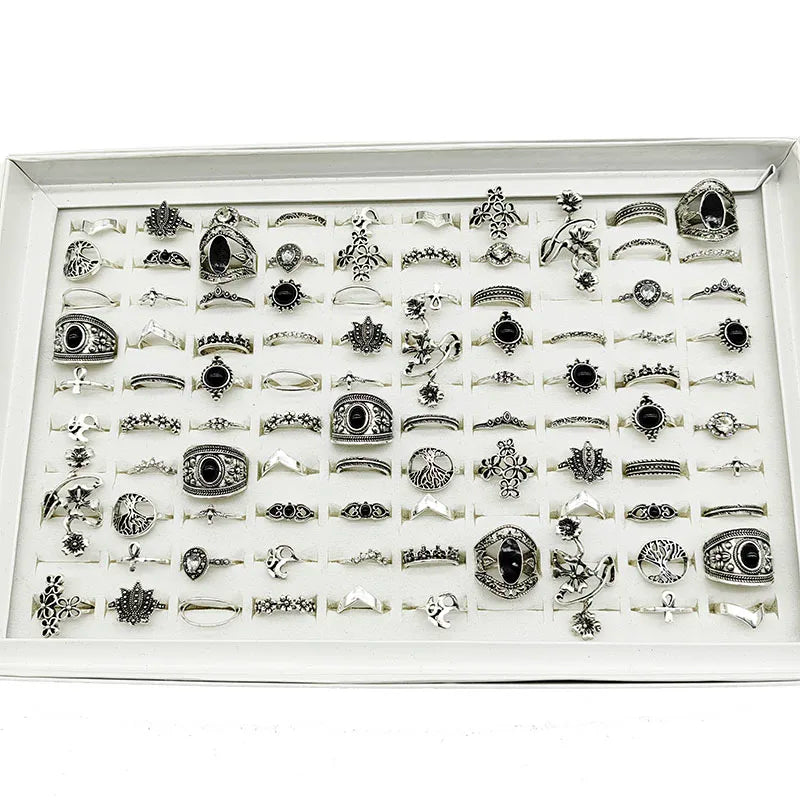 50000 Style Different Finger Rings Wholesale In Stock 100pc/Lot Hot Vintage Silver Gold Color New Alloy Joint Ring Party Women