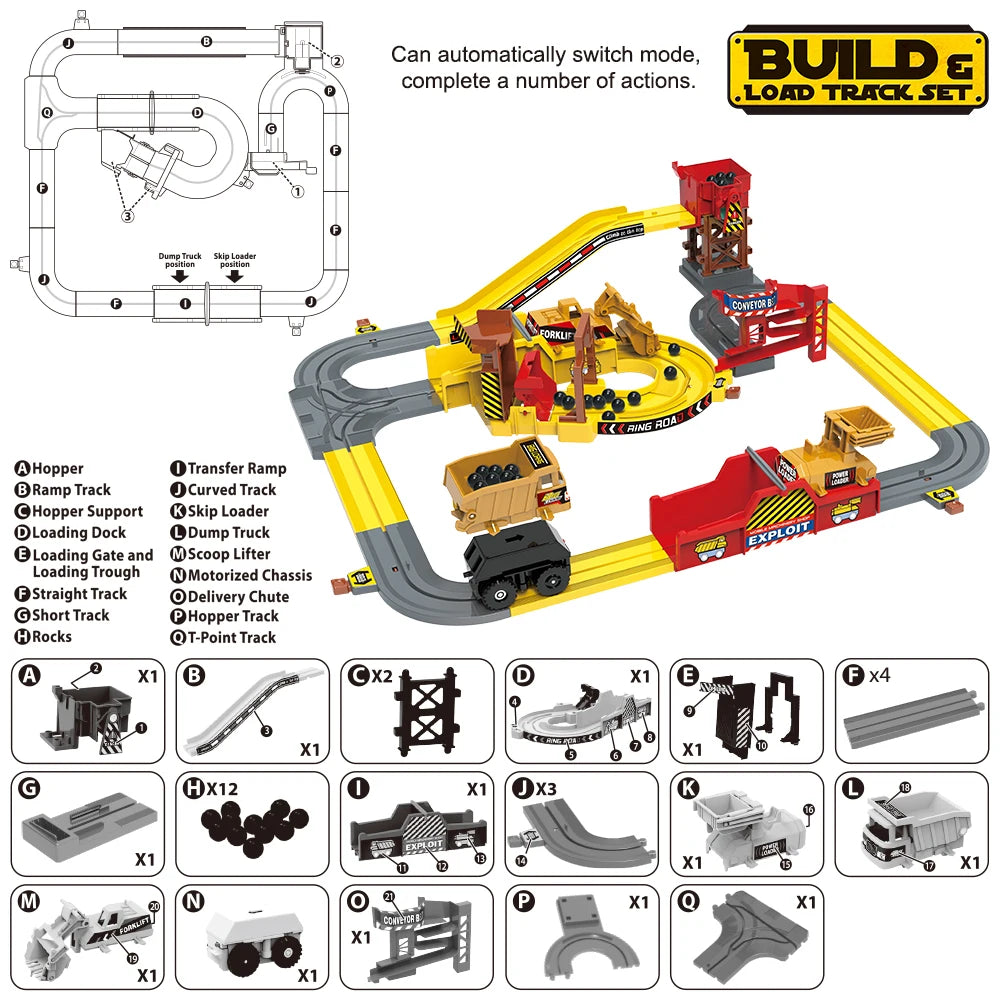 Engineering Vehicle Track Car Adventure Mine Cart Set Multifunctional Educational Electric Kid Toy Gifts for Boys and Girls