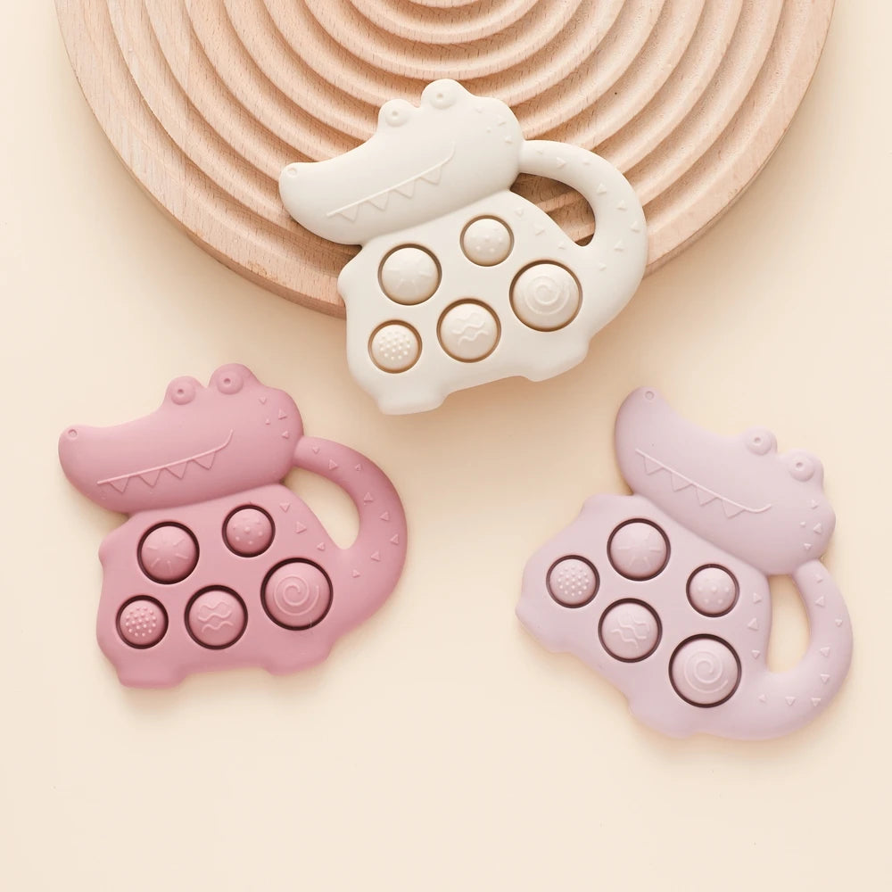 1pc Silicone Baby Toys 0-12 Baby Teether Toys Baby Fidget Toys Teething Sensory Toys Silicone Hand Bell Silicone Soothing Toys