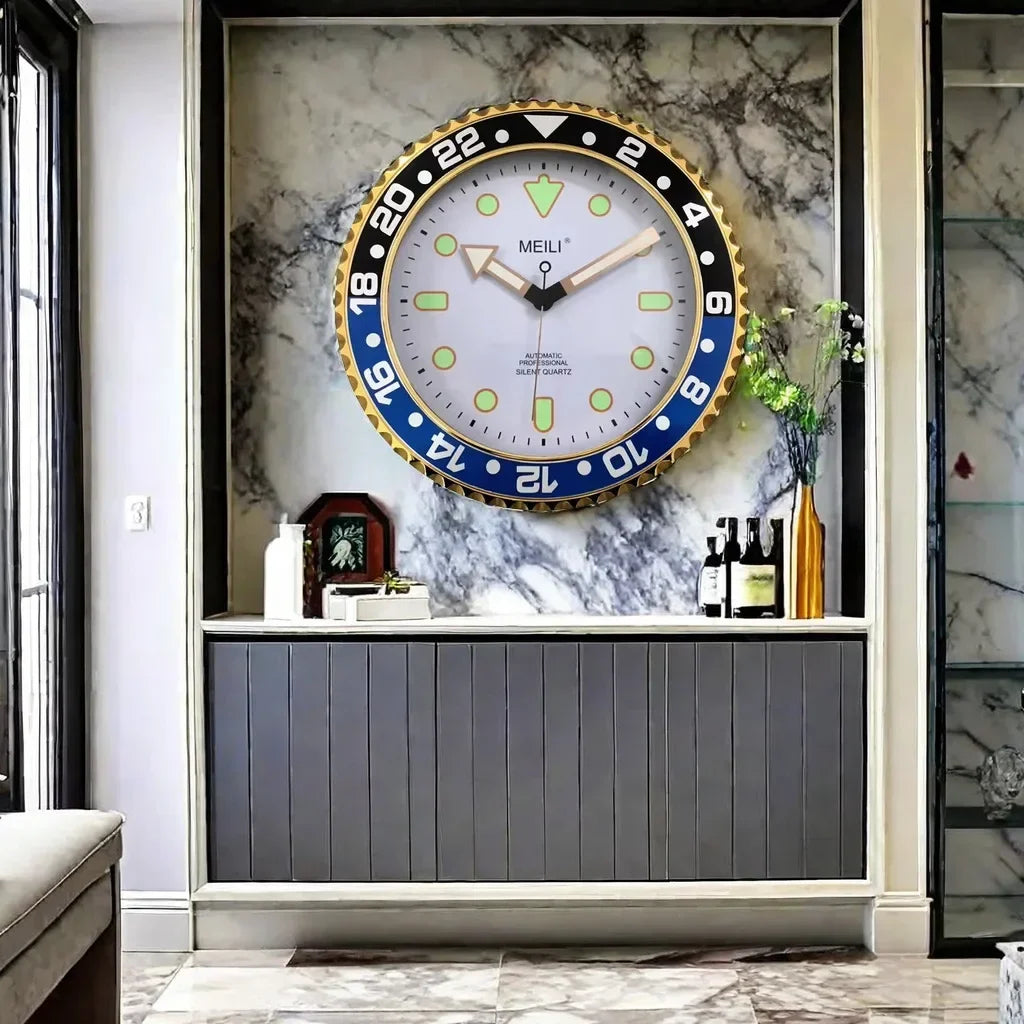 Wall Clock 28/30cm Gold and Silver Border Creative Wall Clock Modern Design Luxury Home Decoration Silent Quartz Clock