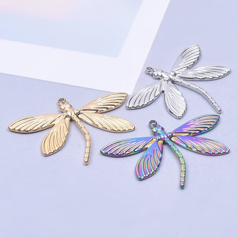 10PCS Ancient Egyptian Scarab Beetle Pendants Charms Stainless Steel Dragonfly Butterfly Pendant for Jewelry Making DIY Necklace