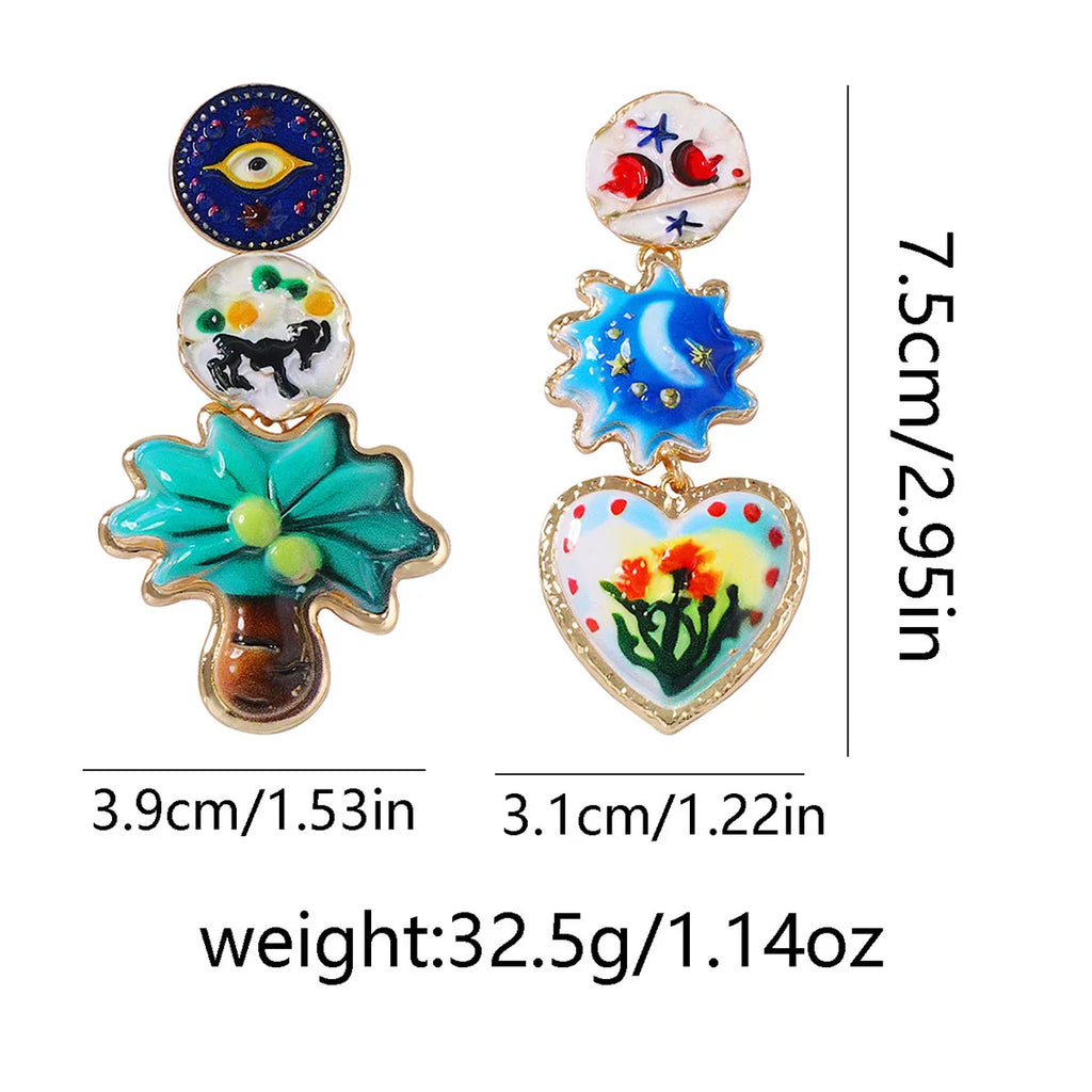 Personality Design Geometric Metal Painting Palm Tree Flower Pendant Necklaces for Women 2025 Trend Jewelry Neck Accessories