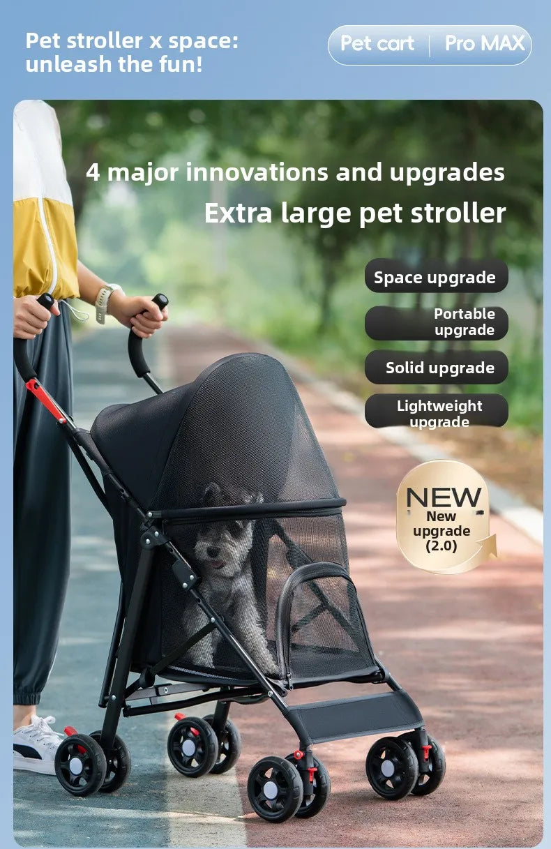 Cool Mesh Pet Stroller for Small Dogs and Cats Lightweight Suitable for All Road with Removable Liner Safety Tether Easyto Store
