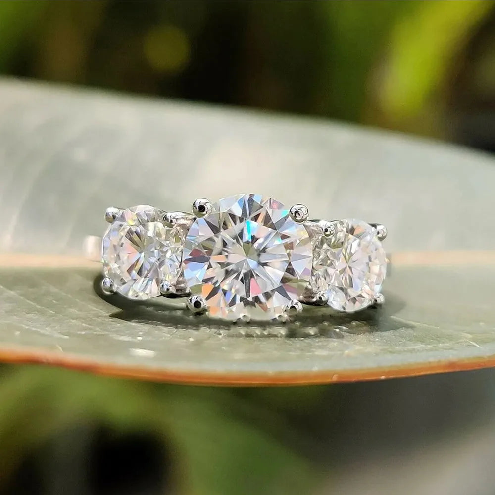 JoyceJelly S925 Sterling Silver Colors Moissanite Ring 2CT 4CT Total Full Moissanite Diamond Jewelry For Wedding Engagement Gift