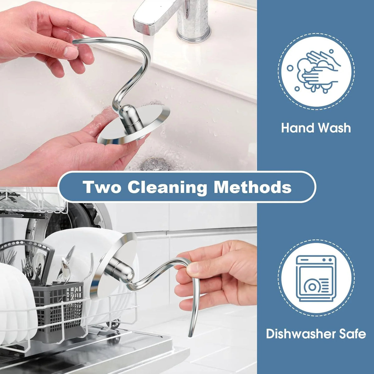 Dishwasher Safe,Spiral Dough Hook for Kitchenaid Stand Mixer, 4.5 Qt - 5 Qt Tilt-Head Attachments for Kitchenaid Dough Hook